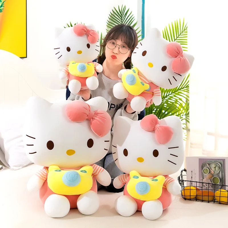

New Cute 35/40/50/60CM Sanrio Hello Kitty Camera Kt Cat Doll Hello Kitty Children's Gift Girl Throw Pillow Toy Children's Gift