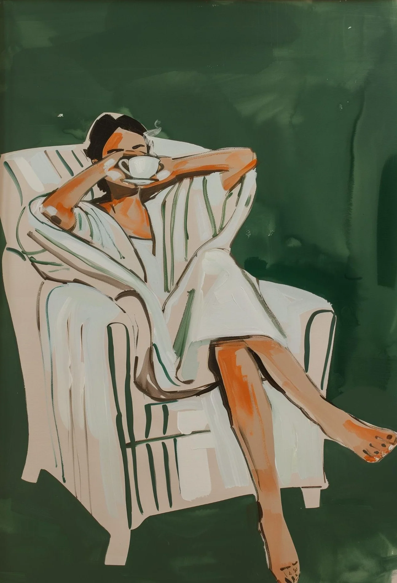 

Изумрудно-зелёный абстрактный полосатый постер, печать на холсте