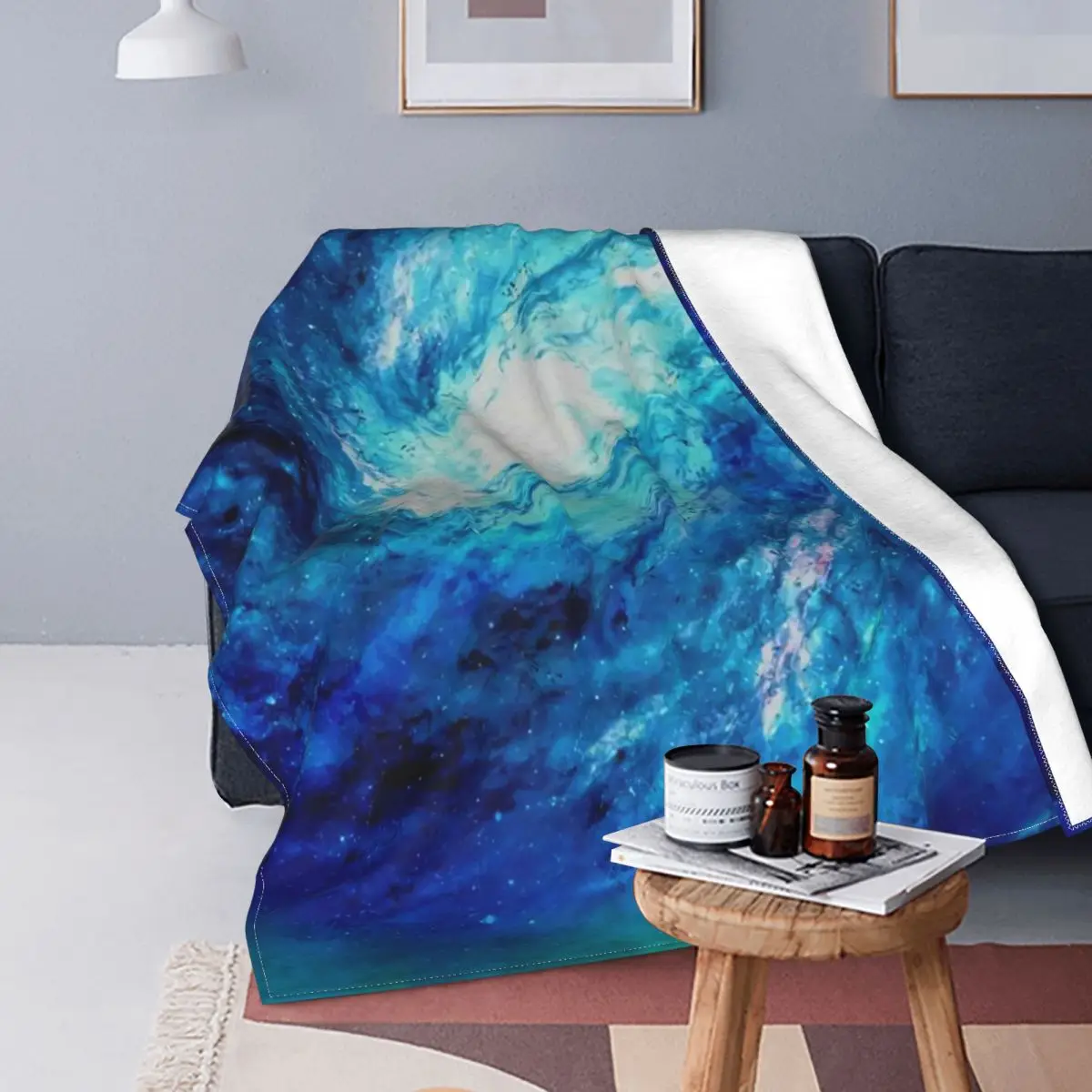 

Одеяло для ночного пространства Galaxy Star Sky, современное мягкое дышащее Флисовое одеяло для дивана
