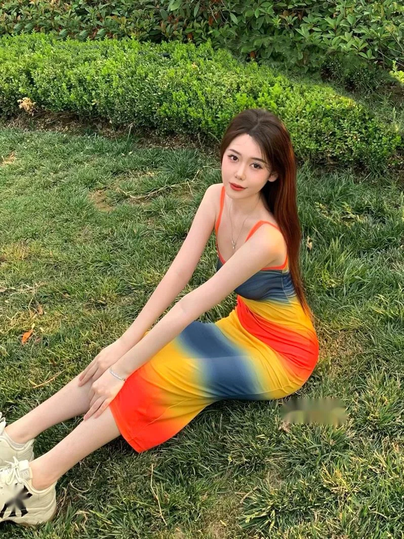 

TVVOVVIN 2022 Summer Holiday Sexy Slim Fashion Print Backless Long Dress Hot Sexy Color Maxi Dresses Robe Korean Sweet Top IRE3
