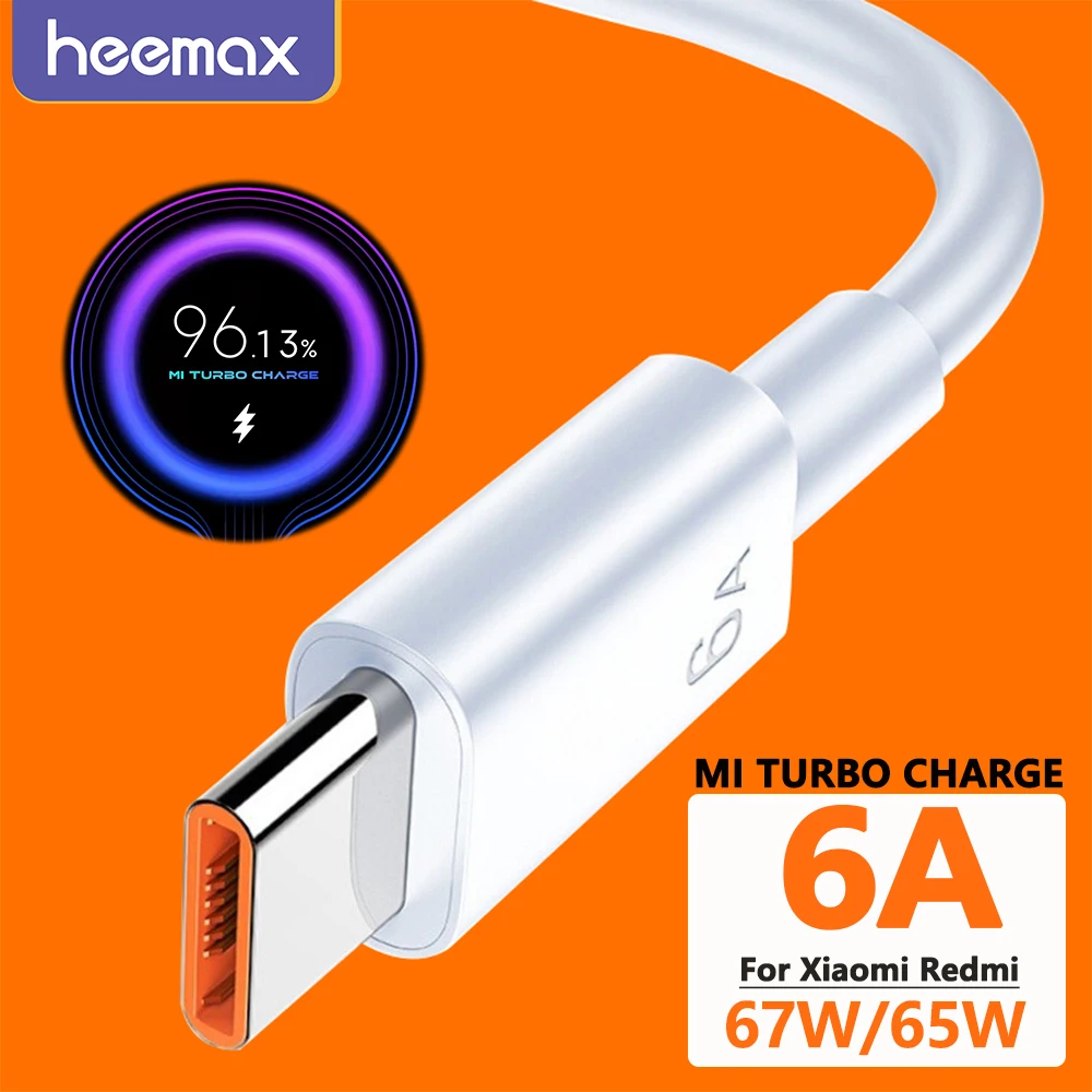 Зарядный кабель Mi Turbo 6A для Xiaomi 12 11 Pro Redmi Note Poco X3 USB Type-C быстрая зарядка Huawei Samsung 67