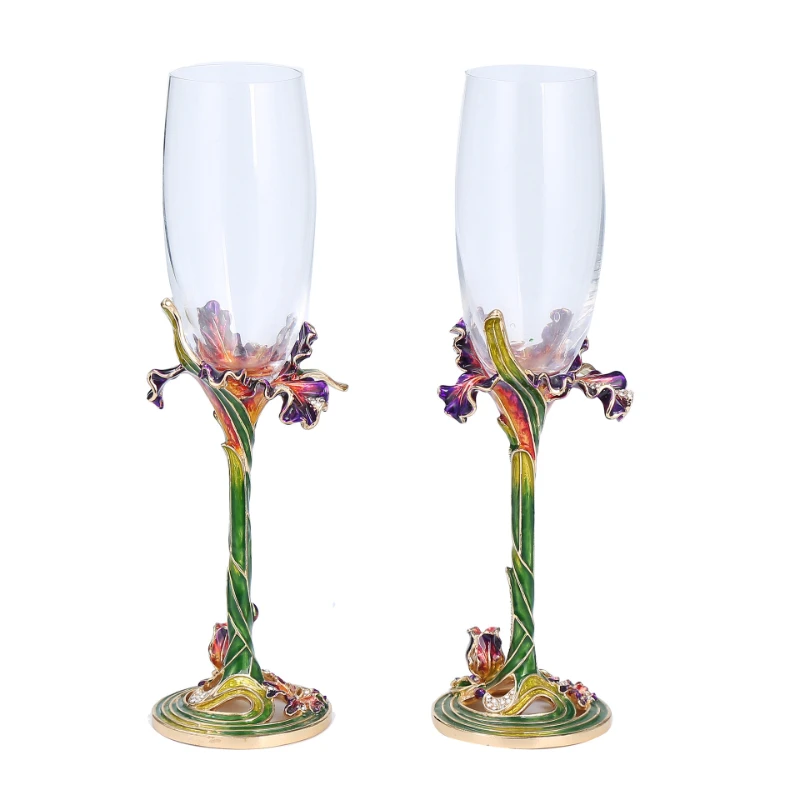 

Хрустальные бокалы для шампанского, высококачественные эмалированные Цветные Бокалы ручной работы для красного вина, креативный свадебный подарок, бокалы для вина с высокой ногой