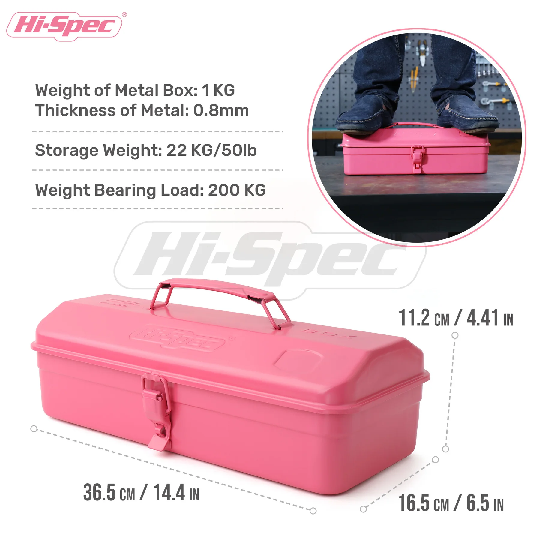 Hi-Spec 1pc Metal Tool Case Pink Steel Barn Style Iron Box Portable Storage Container Empty Organizer Suitcase Toolbox | Инструменты