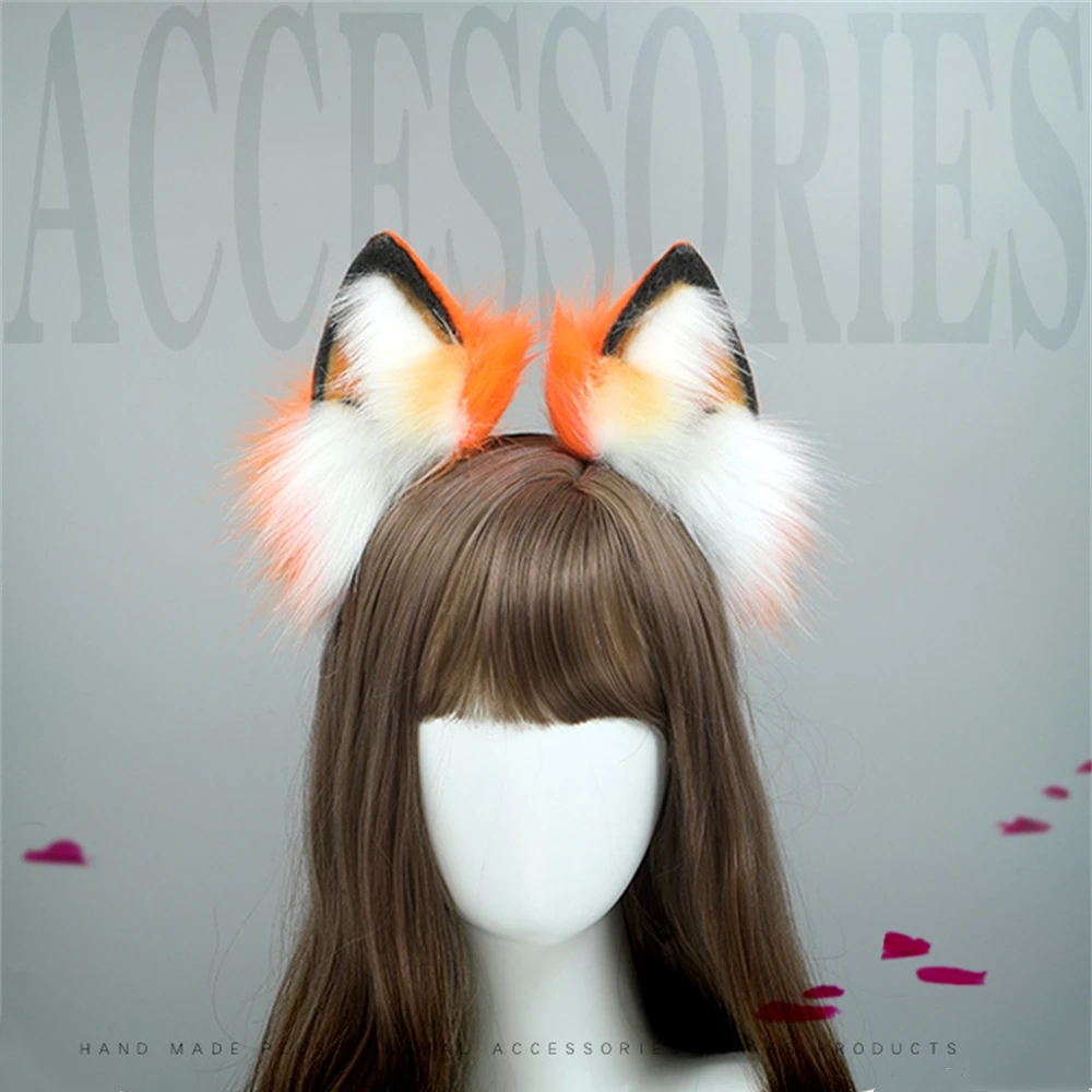 

Golden Furry Animal Cat Fox Ear Hair Hoop Party Cosplay Fur Hairband Girl Fashion Halloween Anime Headbands Headwear Accessories