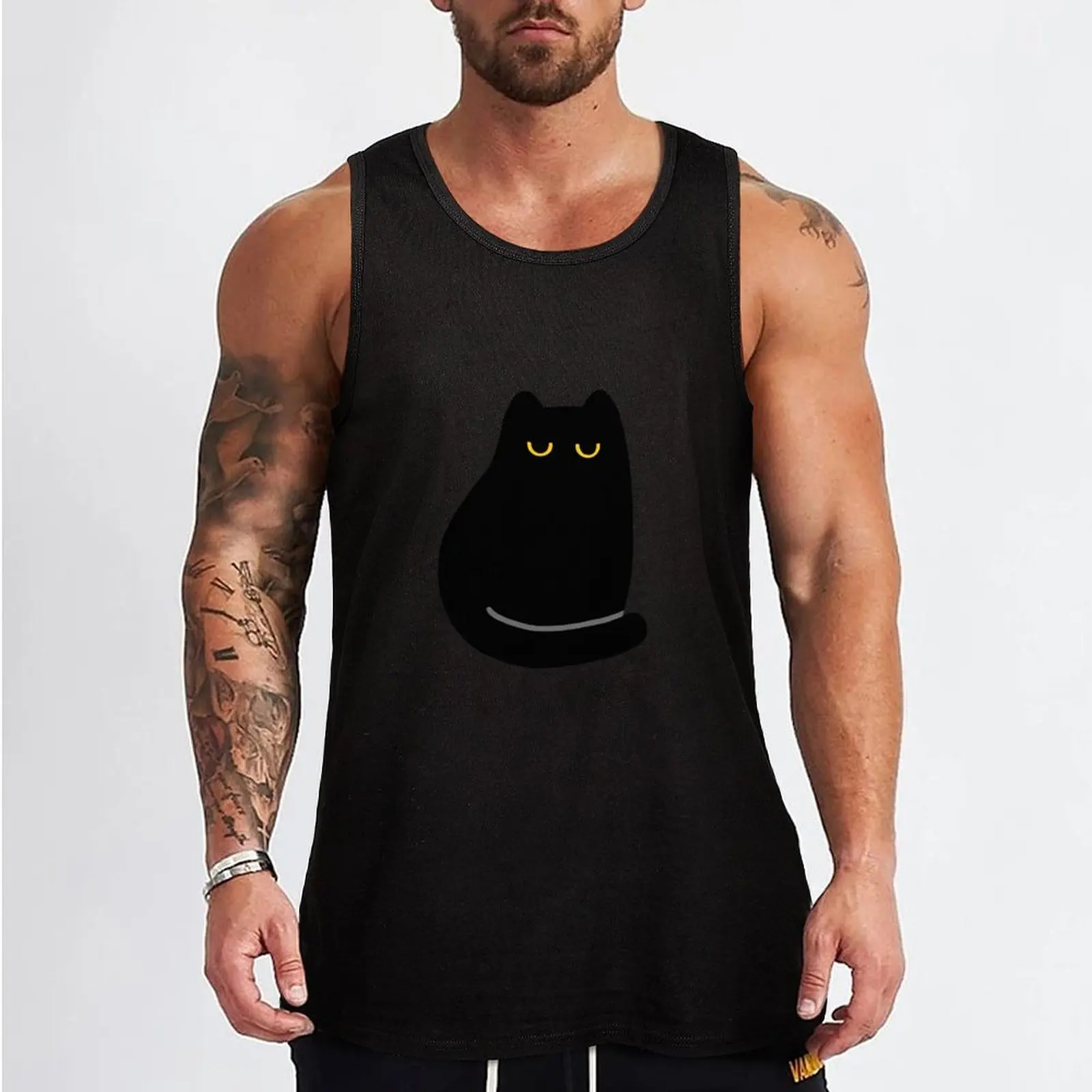 Мужская майка Shea the Unimpressed Black Cat Pattern из хлопка