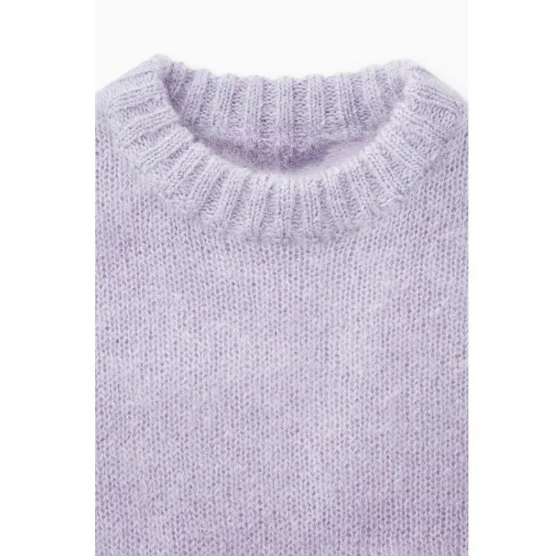 In Stock Cos Sle Women clothes 2023 Winter Standard round Neck Mohair Blended Sweater 09700807