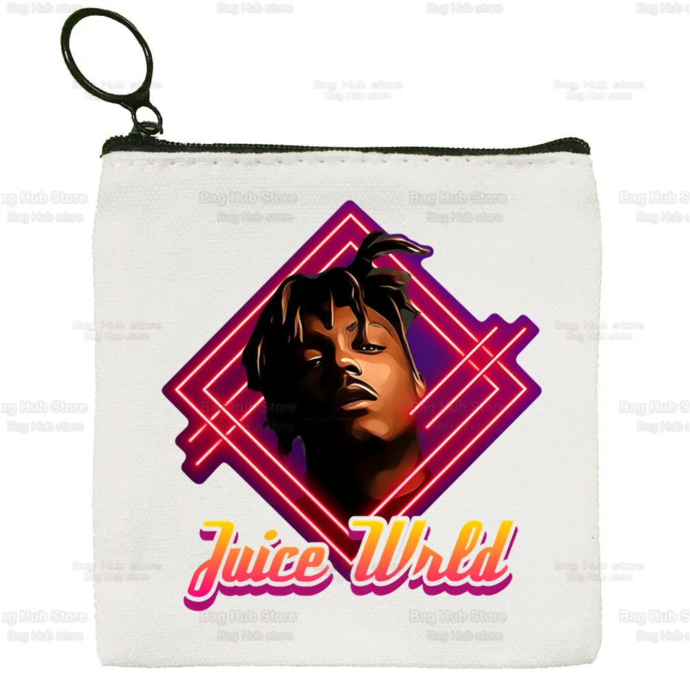 Juice Wrld Fans Fashion Cute Mini Coin Purse Canvas Student WRLD Rapper Wallet Coin Case Zipper Hip Hop Singer Hand Key Case