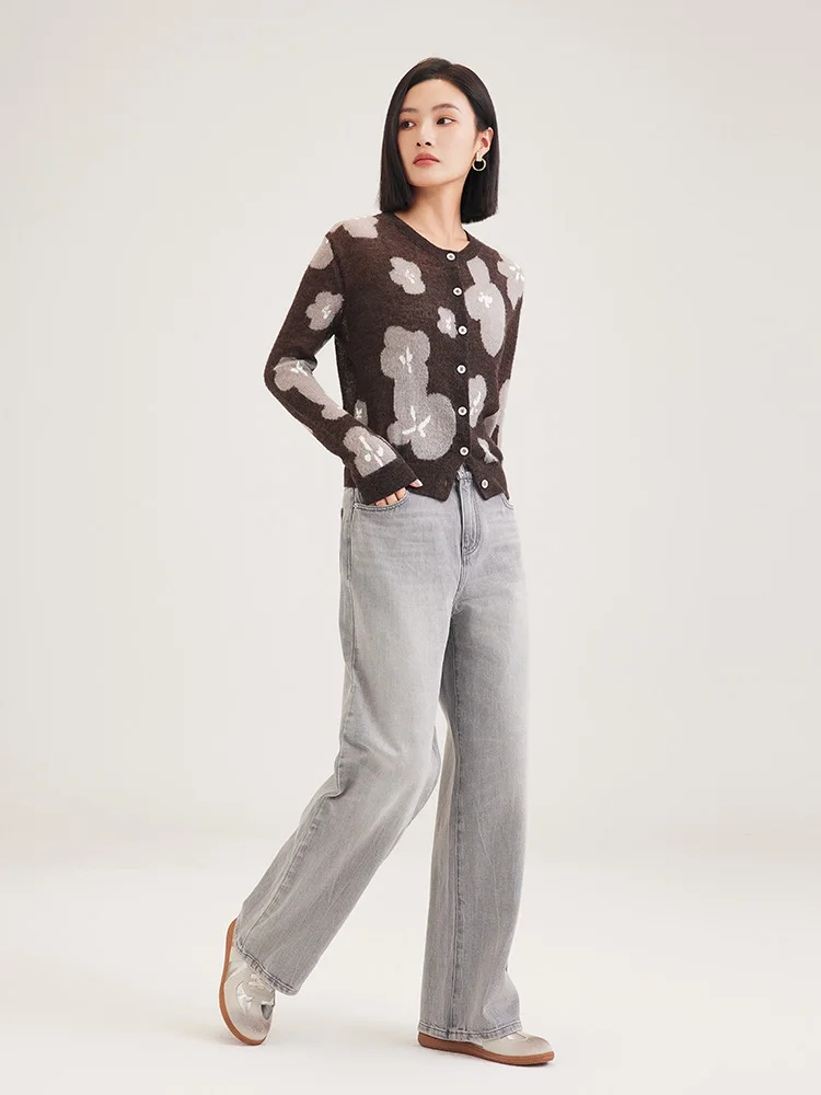 Demmov Высококачественный вязаный кардиган из мохера для женщин новинка зимы 2024