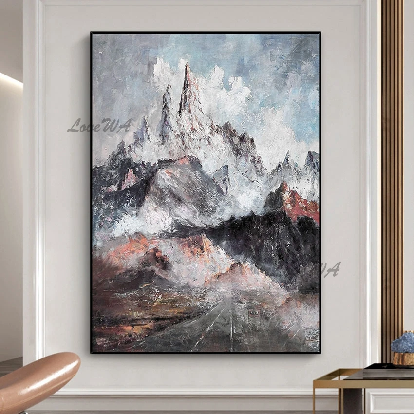

Без рамки темные цвета горы современная абстрактная текстурированная картина акриловая фотография для ресторана Декор для дома
