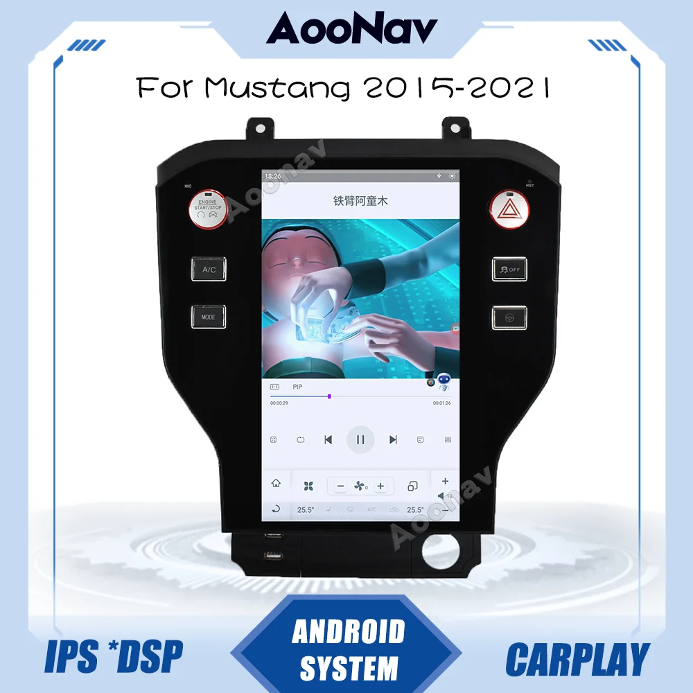 

Car Radio For Ford Mustang 2015-2021 Android 12.1Inch Tesla Style GPS Navigation DVD Auto Stereo Touch Multimedia Player Screen
