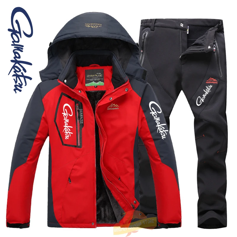 

Gamakatsu for Men's Winter Waterproof Fishing Suits Outdoor Sports Pants Fleece Windproof Warm Camping Hiking Fishing Clothes