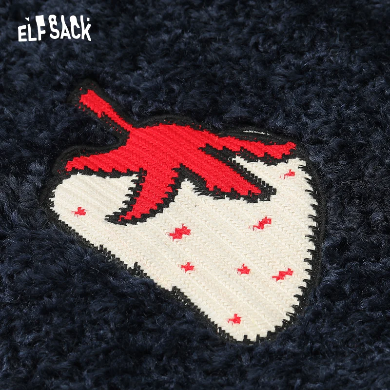 ELFSACK Strawberry Plush Cotton Jackets Women 2022 Winter Thick Casual Coats
