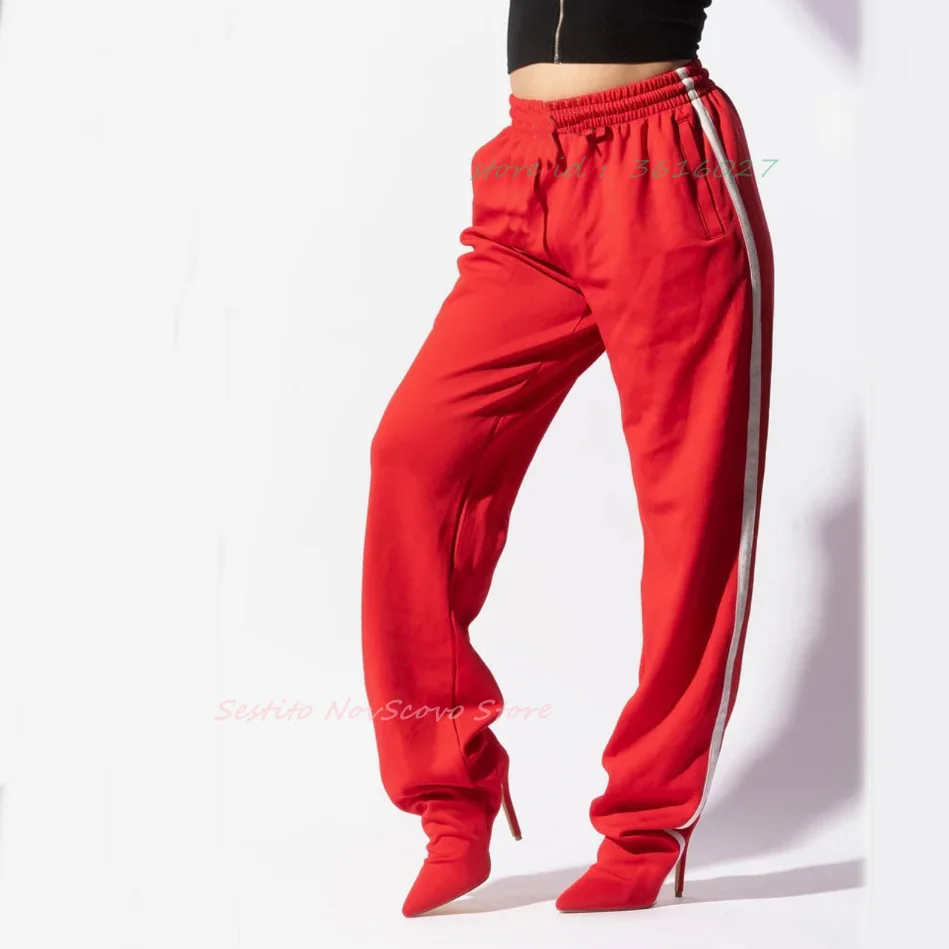 Сексуальные женские брюки с острым носком на высоком каблуке ботинки эластичной