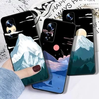 snow mountain sunset phone case for xiaomi redmi note 10 pro note 9 pro 9a 9t 9c note 8 pro note 7 carcasa coque silicone cover