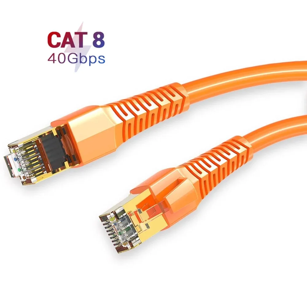 

7516 NO.2Oranje Cat8 Ethernet Kabel Sstp Super Speed 40Gbps 2000Mhz RJ45 Netwerk Lan Patch Cord Voor Pc Modem Router rj 45