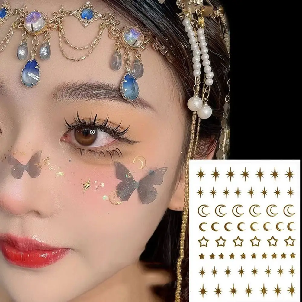 

Moon Stars Face Stickers Waterproof Temporary Tattoos Stickers For Women DIY Nail Art Decoration Stickers