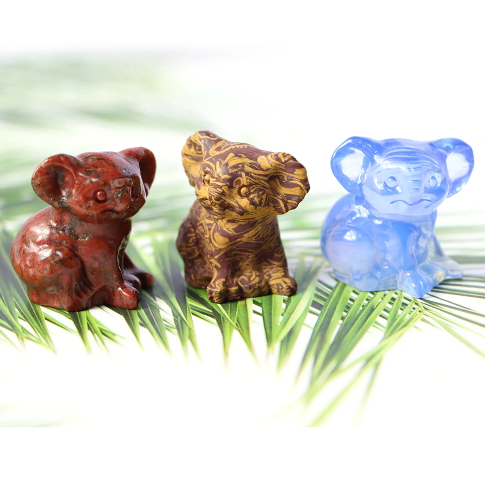 

1.2" Koala Bear Statue Fashion Love Healing Crystal Gem Animal Figurine Natural Stone Handmade Items Ornament Gifts Decoration
