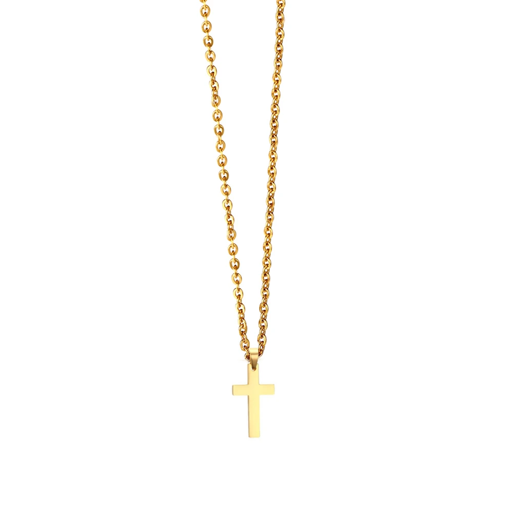 Gold Cross Necklace For Women Simple Female Tiny Small Faith Cross Pendants Gold Color Stainless Steel Fashion Jewelry Gift