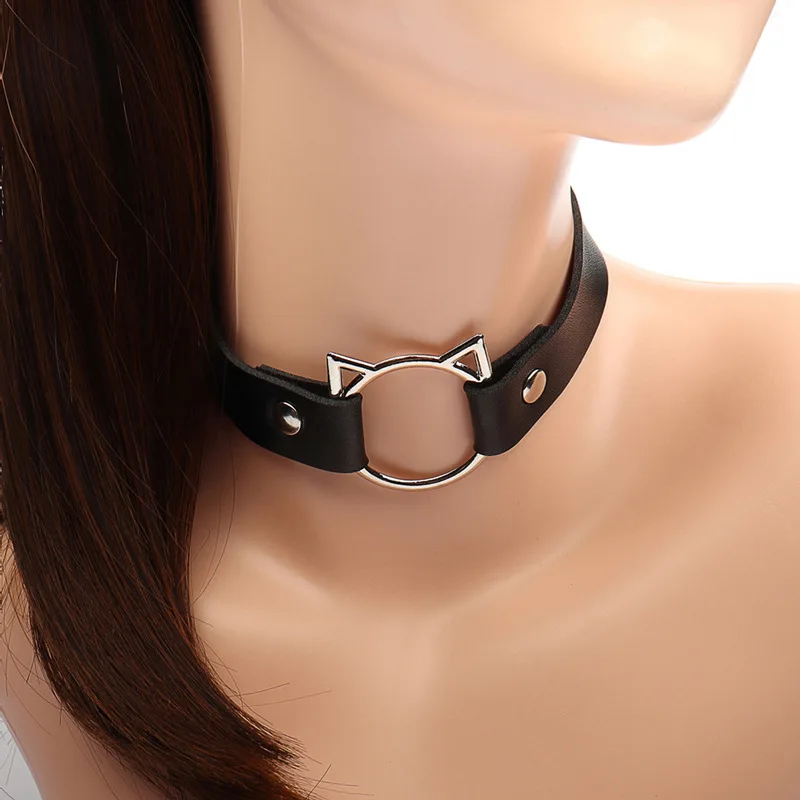 

Charm Round Gothic Collar Necklaces Jewelry Gift Gothic Leather Cat Harajuku Women Punk Choker Necklace Sexy Trendy Vintage