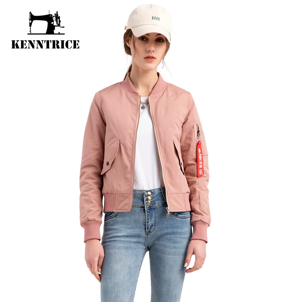 Kenntrice Women Bomber Jacket Spring Thin Cotton Long Sleeve Outerwear Female Fashion Comfort Casual Baseball Clothes