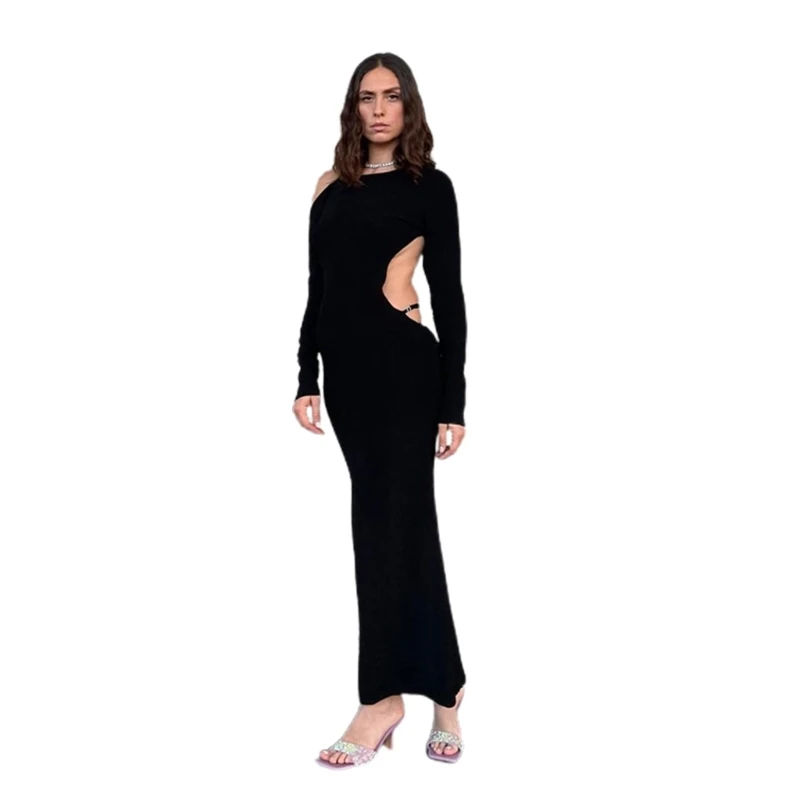 

New style Women Backless Dress Long Sleeves Dress Fashion Cut out Maxi Dress Party Dress