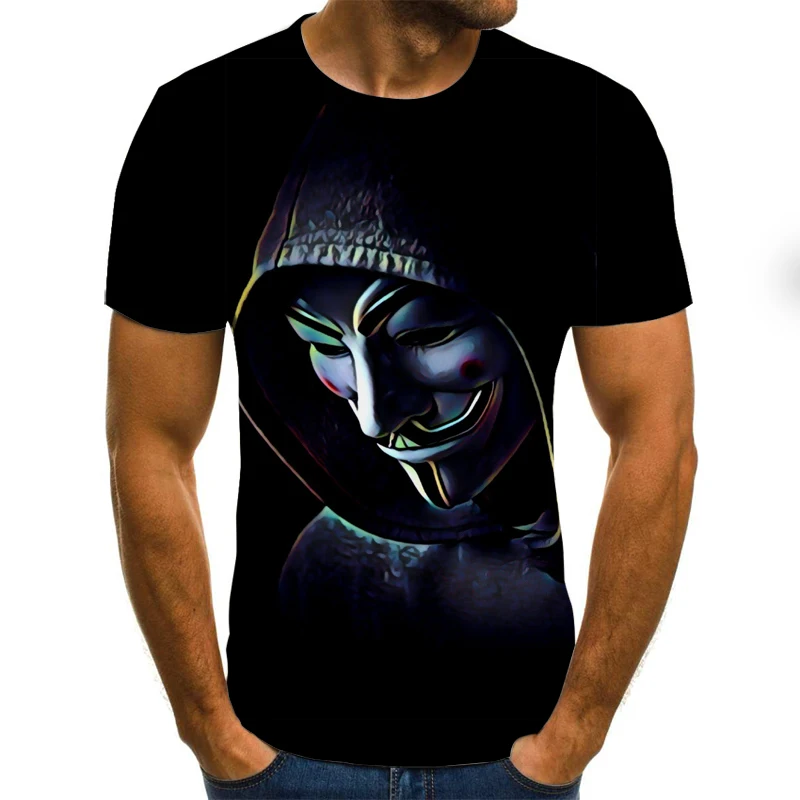 

3D Printed Cool clown men T-shirt funny clown face tops fashion short-sleeved crew neck shirt streetwear