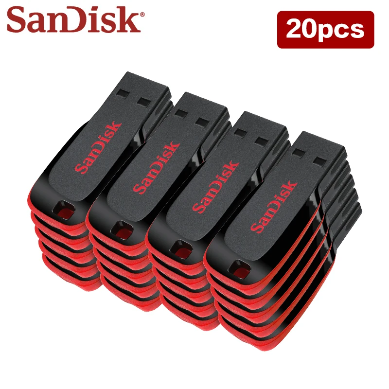 

SanDisk CZ50 USB Flash Drive 16GB 32GB 64GB 128GB Pen Drive 20 Pieces USB 2.0 Flash Drive Cruzer Blade U Disk