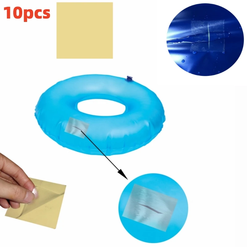 

10Pcs Swimming Float Puncture Repair Patch Glue Waterproof Self Adhesive Repair Tape Stickers Transparent Air Beds Repair Patch