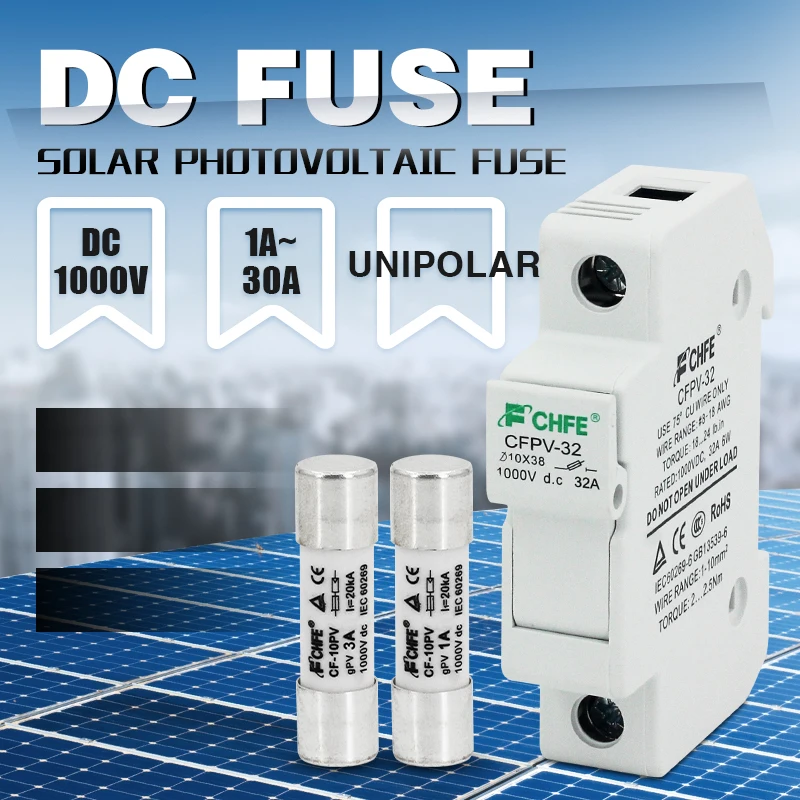 

Photovoltaic Fuses 1000V DC Fuse Holder 10x38 GPV PV Solar Fuse System Protection Electrical Equipment Supplies Home Improvement