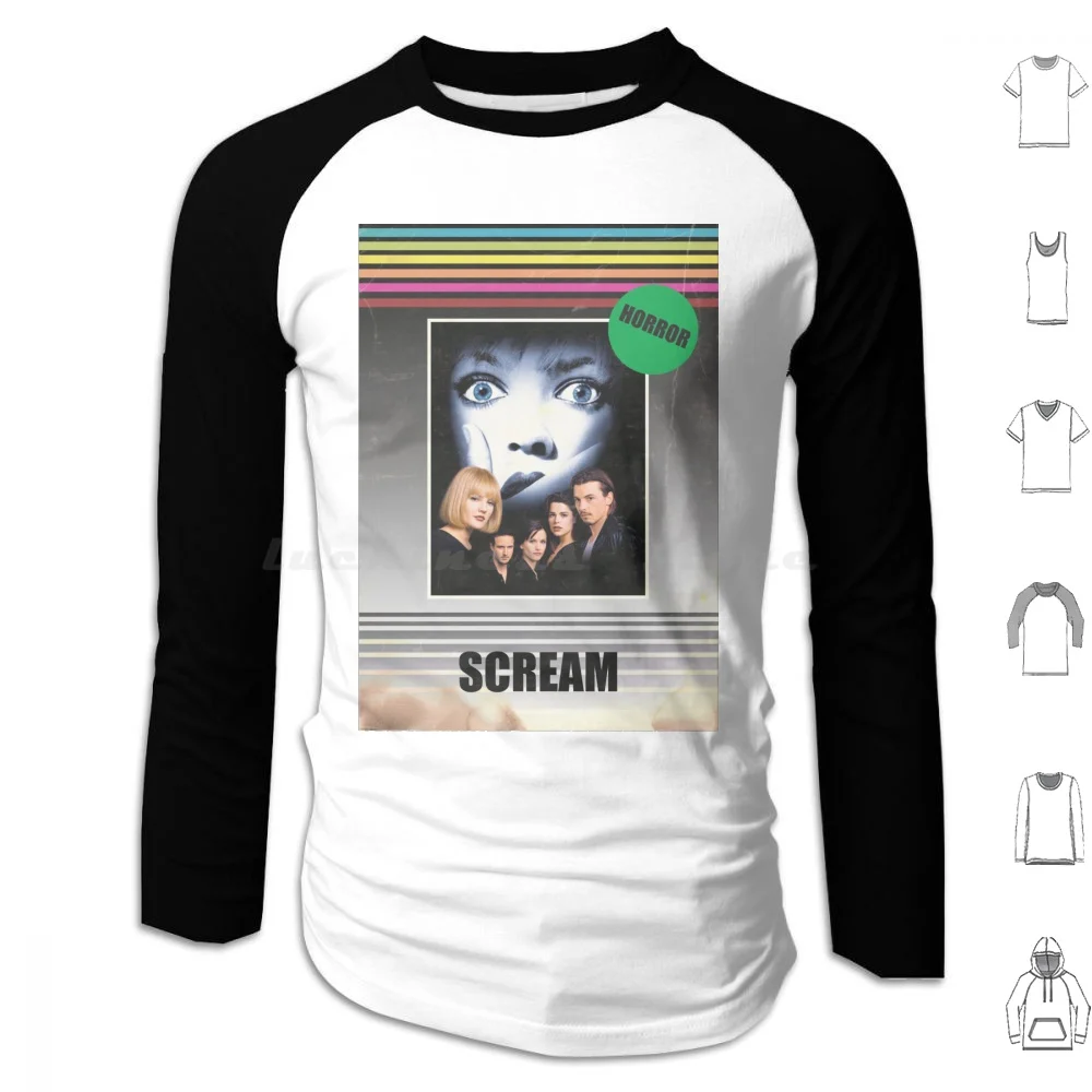 Крик 1996 Vhs стиль ужас фильм плакат толстовки с длинным рукавом крик Ghostface 90-х