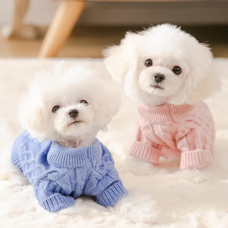 

Puppy clothes autumn and winter dog twist knit pullover sweater small and medium-sized dogs two-legged clothes cats pet clothes