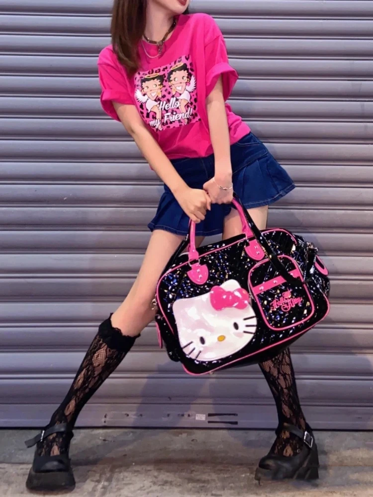Original Hellokitty Japanese Sweetheart Spice Girl Oversized Travel Schoolbag Bags for Women Hot Selling Free Shipping