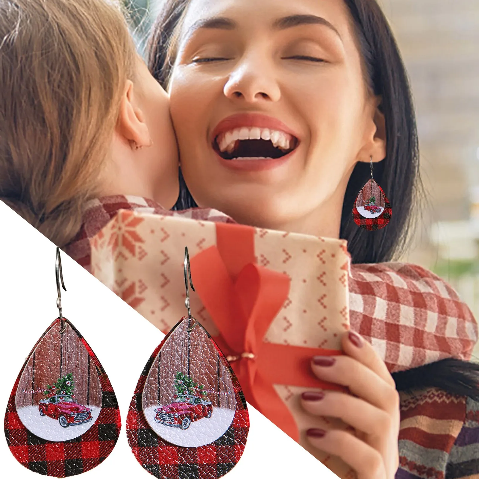Рождественские Кожаные Висячие Серьги Женские Креативные Праздничные Кепки