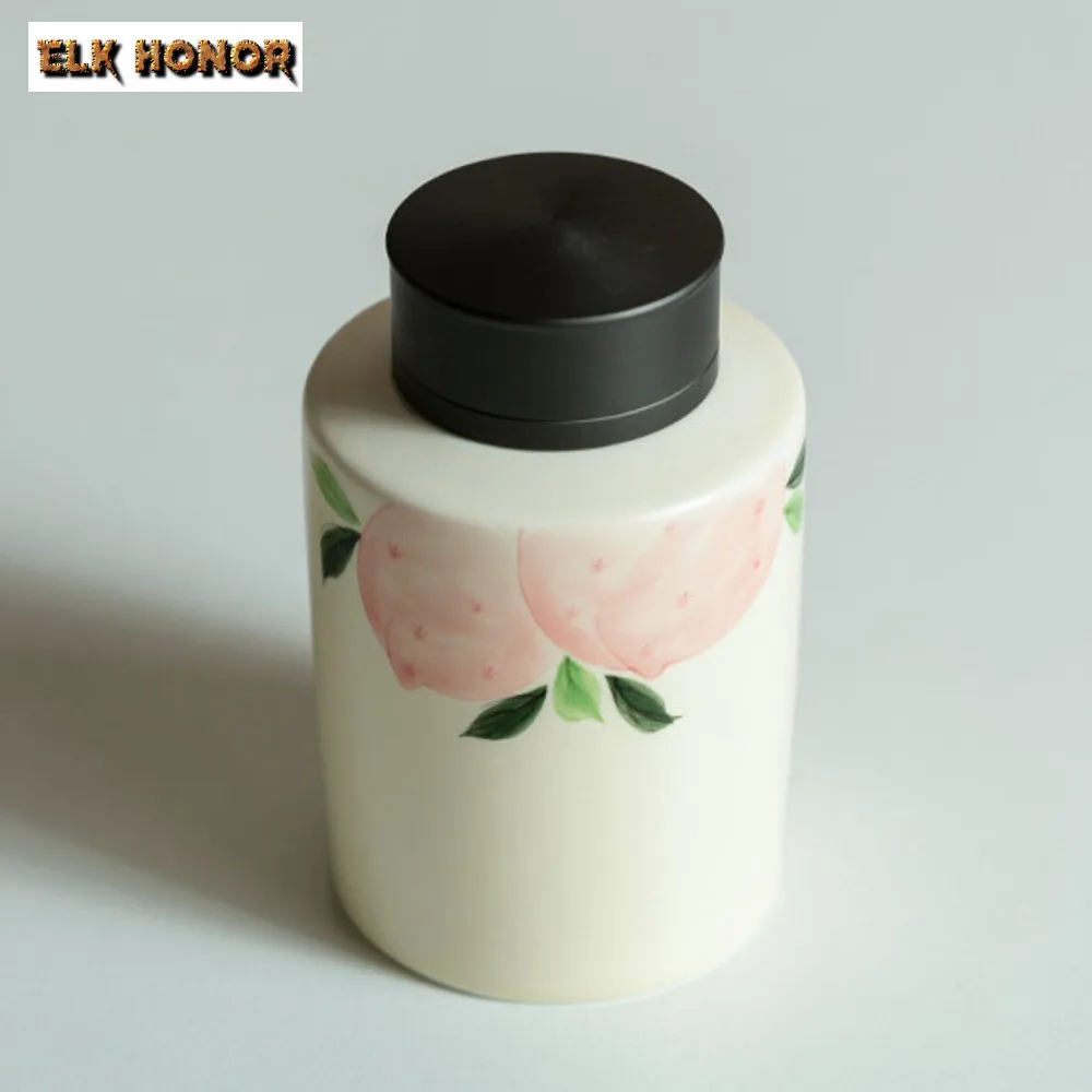 Чистый ручная роспись долговечность персиковая керамическая чайная банка