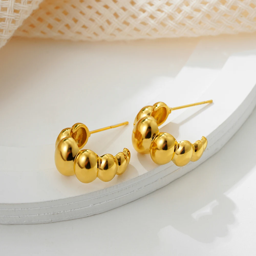 Массивные серьги Huggie из нержавеющей стали с-образной формой ПВХ гипоаллергенные