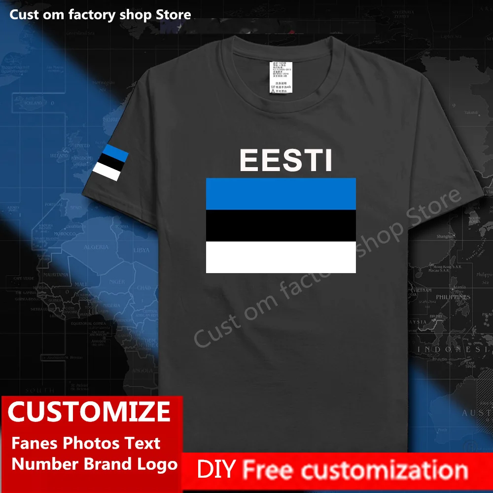 

EESTI Cotton T shirt Custom Jersey Fans DIY Name Number Brand LOGO High Street Fashion Hip Hop Loose Casual T-shirt Estonia