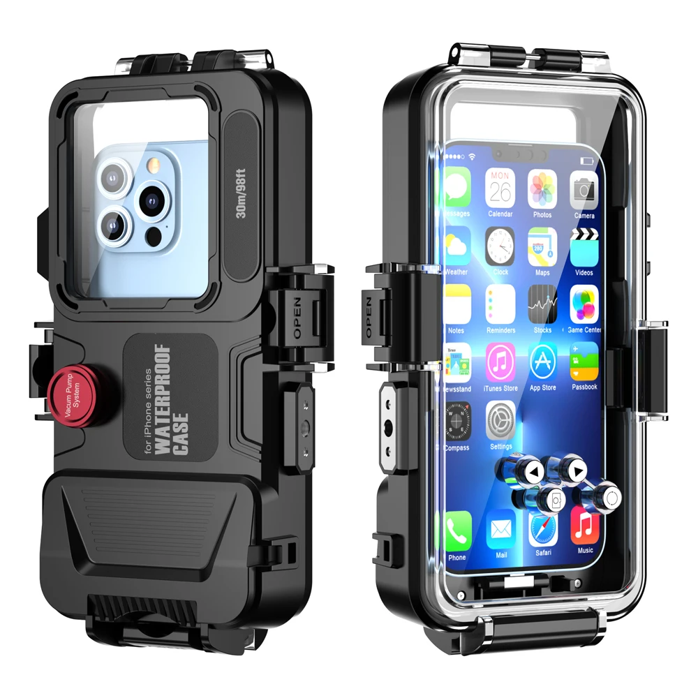 Universal Professional Diving Phone Case For iPhone 14 11 12 13 Pro Max XR X XS Max 8 Plus Case 30M 98ft Waterproof Depth Cover