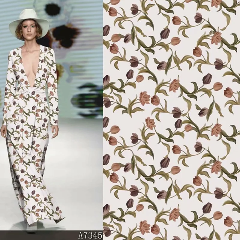 

Полиэстеровая саржевая ткань с принтом, тонкая шифоновая одежда, рубашка, Пижама, стрейчевая атласная ткань, модная ткань для платья, по мет...