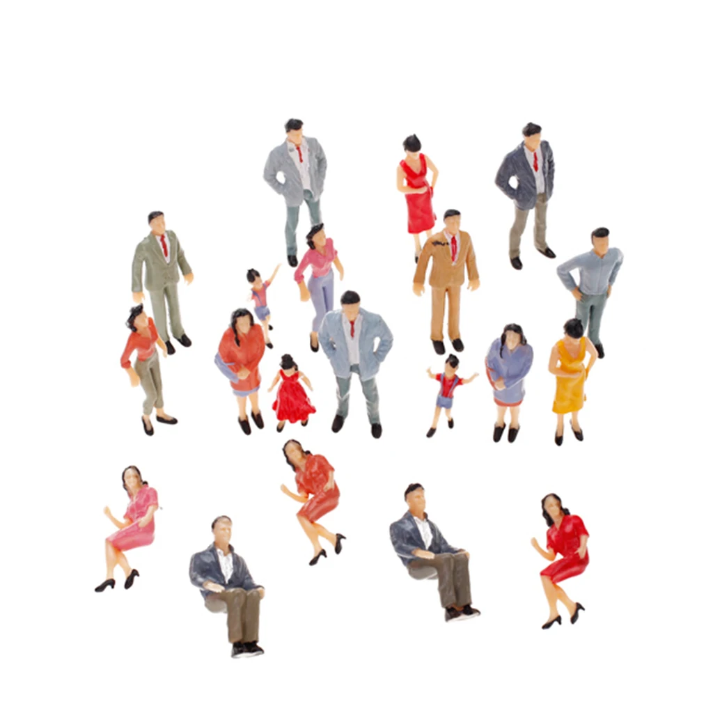 

25 Stü Model Railways in The Scale 1:25 Painted Figures Gauge G O Seated And Standing People for Miniature Scenes