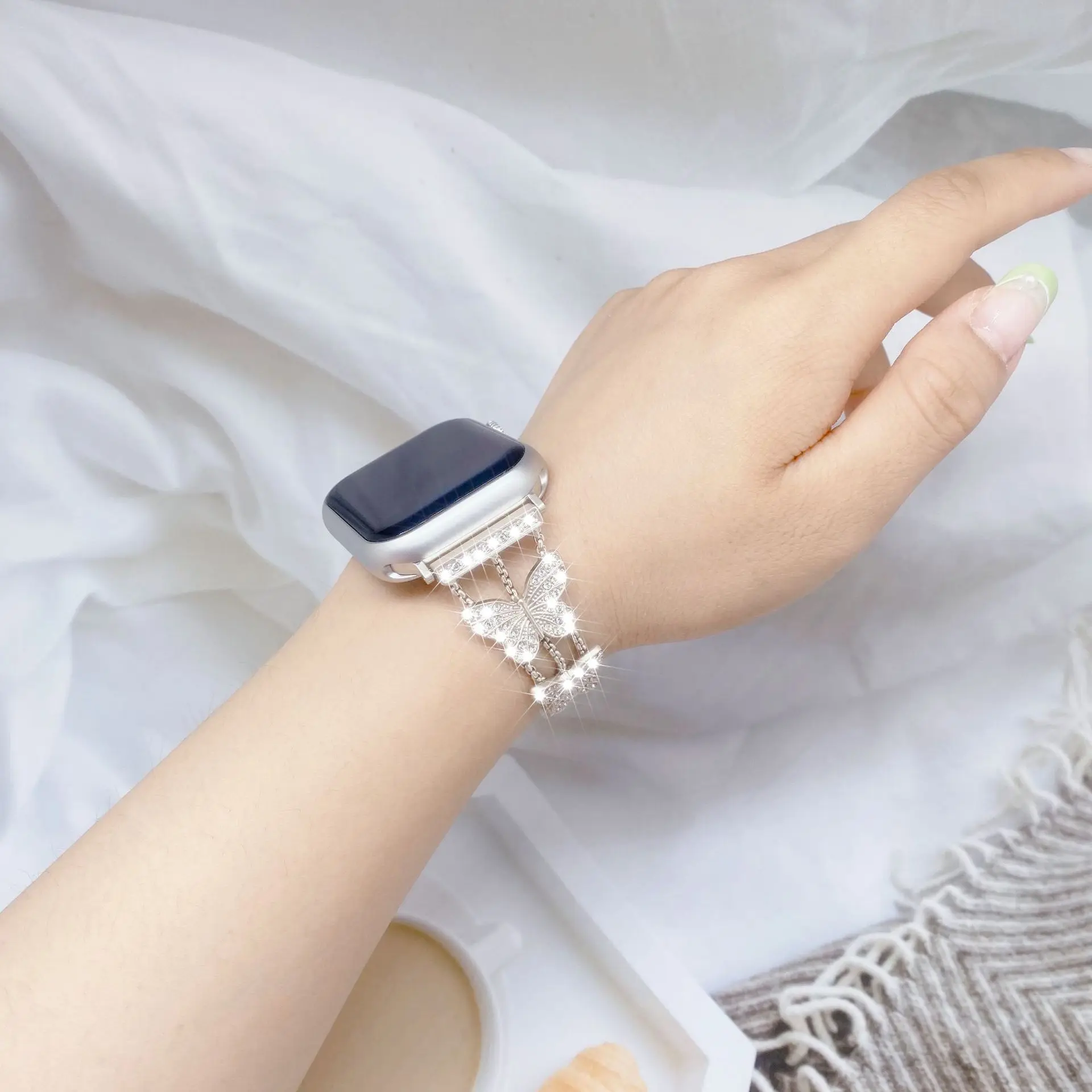 Metal strap for Apple watch band bracelet chain iwatch series8765SE4321SE Ultra lady Bling butterly38 40 41 44 45MM women wrist