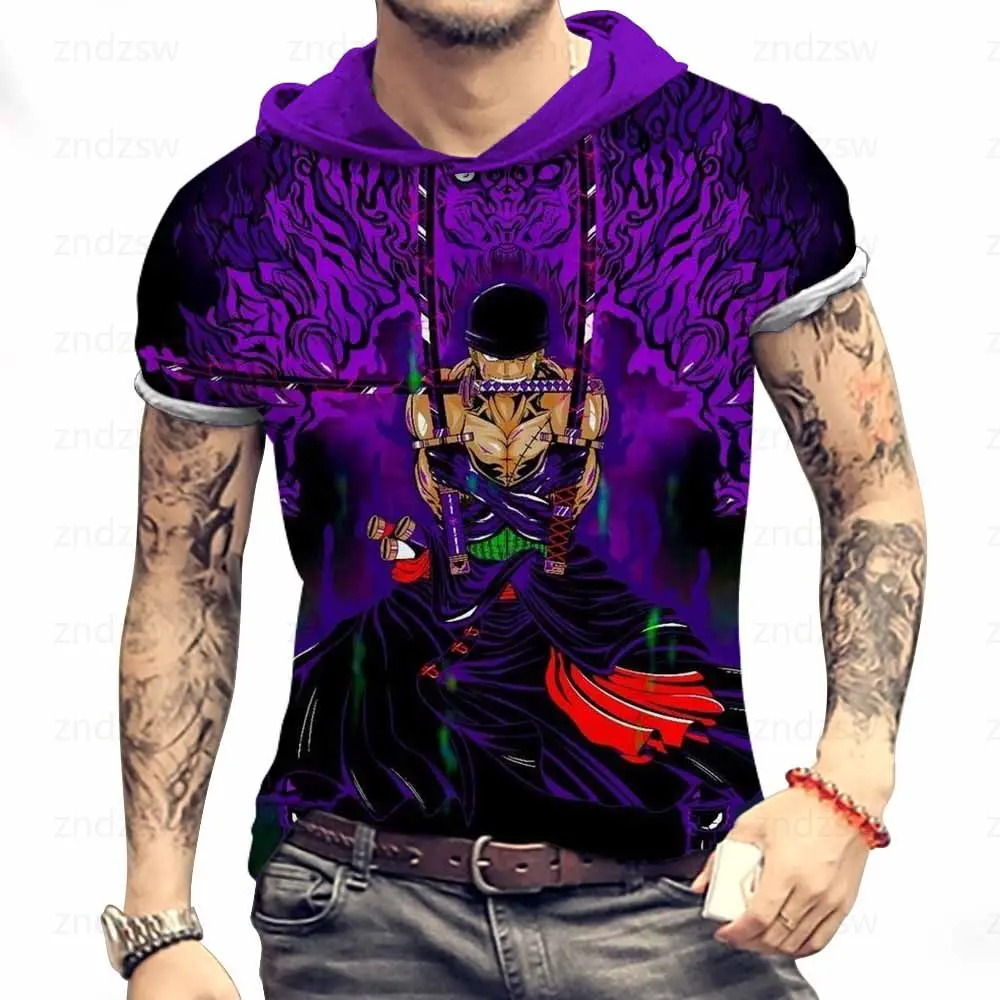 

Men's Tshirt Hooded Short Sleeve One Piece Tshirt Monkey D Luffy Fashion 3xl Piece Essentials Trend High Quality Streetwear