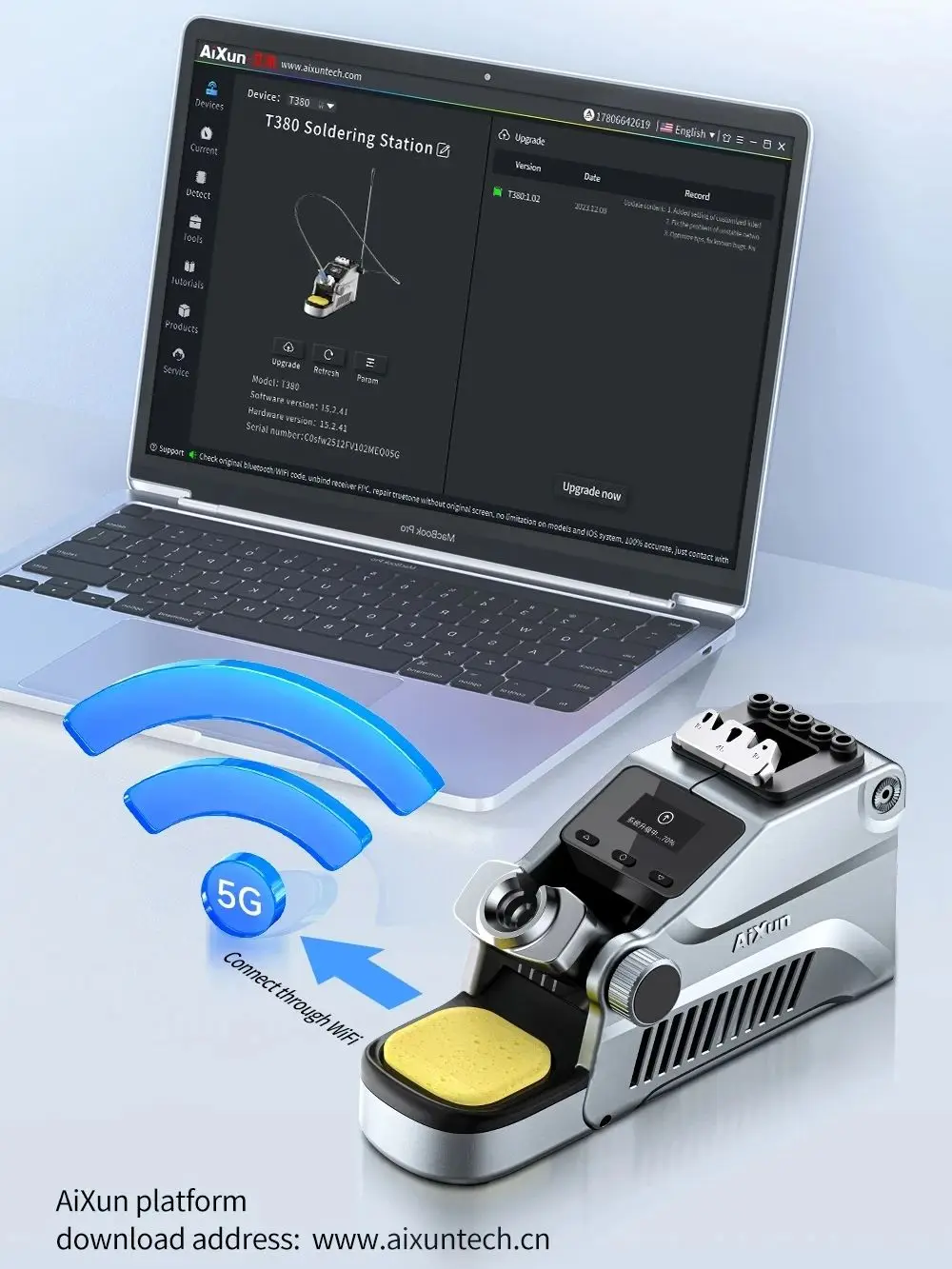 JC AIXUN 80 Вт T380 портативная интеллектуальная сварочная станция для C210/T115 ручка