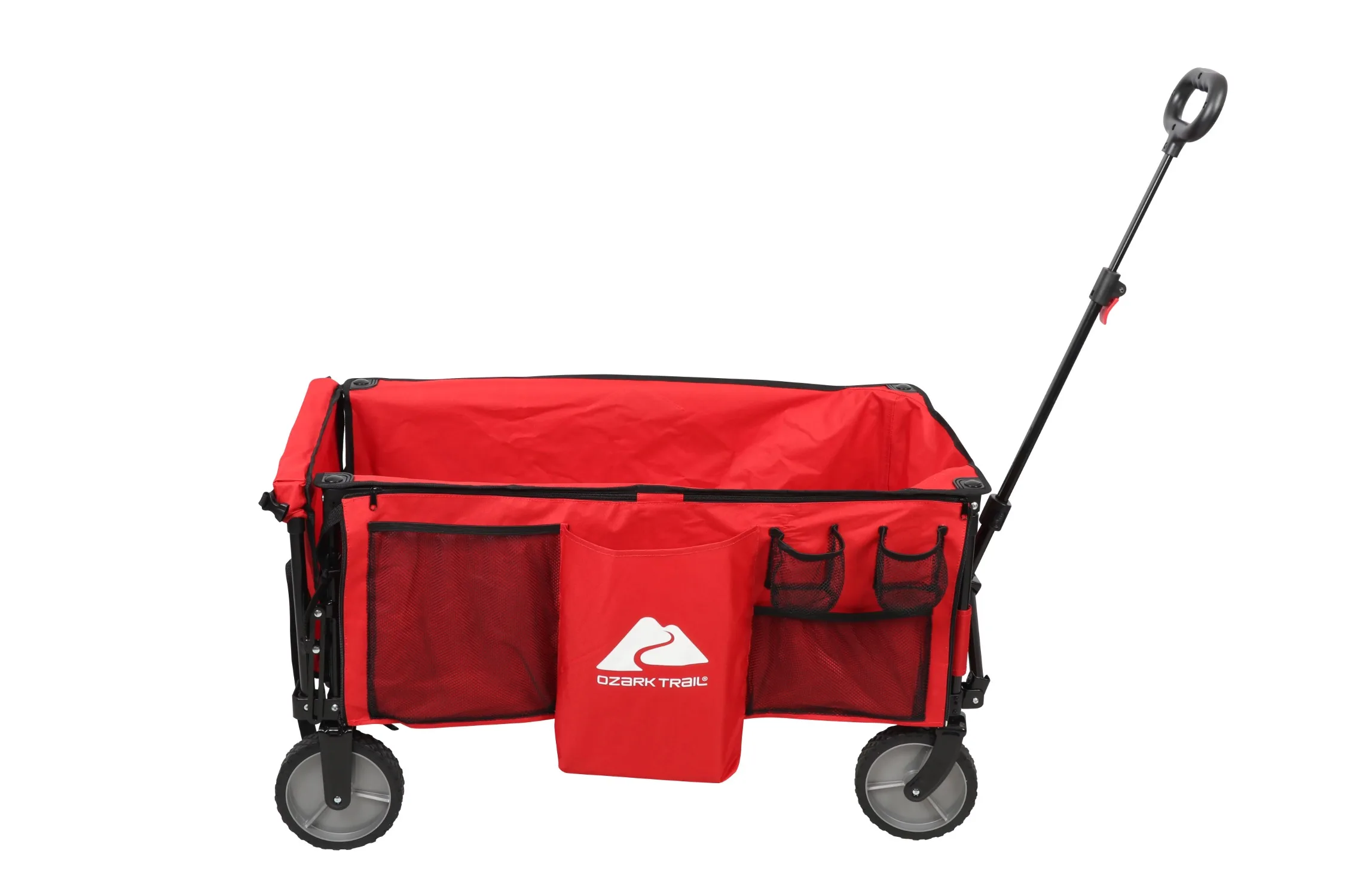 

Ozark Trail Camping Utility Wagon with Tailgate & Extension Handle, Red Folding Cart