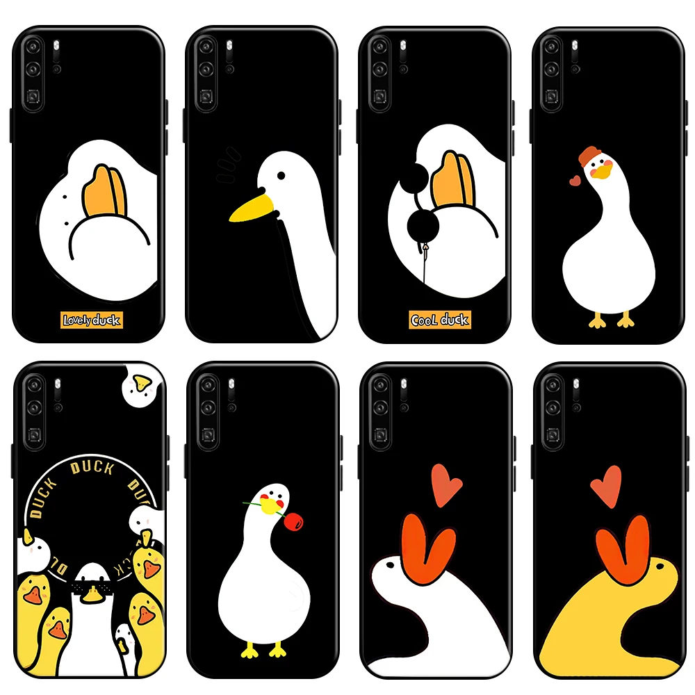 

Cartoon Cute Call Duck For Huawei P Smart 2019-2021 P50 P40 P30 P20 Pro Lite 5G Phone Case Coque TPU Back Carcasa Soft Black