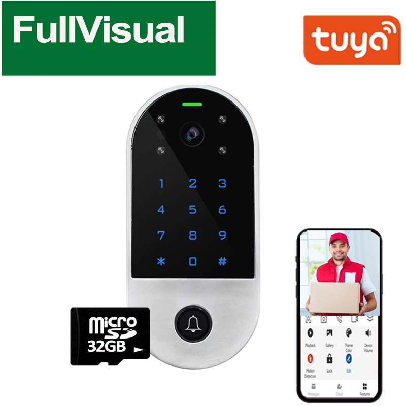 

FullVisual Tuya Wifi Smart Password Doorbell Camera 1080P Video Intercom Door Phone Door Access Control Day Night Vision