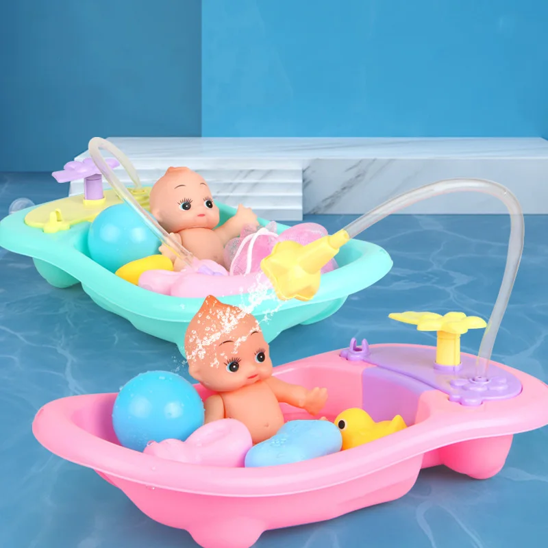 

Pressing Can Circulate Out The Water Bath and Play Water Toy Combination Baby Bathtub Set Simulation Play House Doll