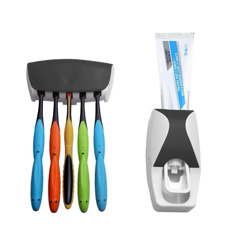 

Toothpaste Dispenser Toothpaste Squeezer With 5 Slots Toothbrush Holder Set Bathroom Automatic Toothpaste Squeezer With