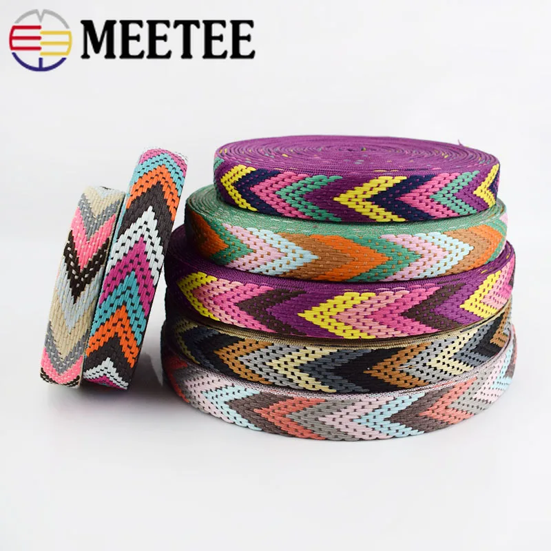 

2/8Meters Meetee 22mm Polyester Jacquard Webbing Backpack Pet Strap Label Ribbon Sewing Tape Bias Binding Clothing Accessories