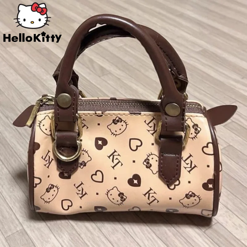 Sanrio Hello Kitty Bag New Vintage Brown Women's Bag Cartoon Printed Luxury Handbag Pillow Bag Korean Versatile Fashion Y2k 2023