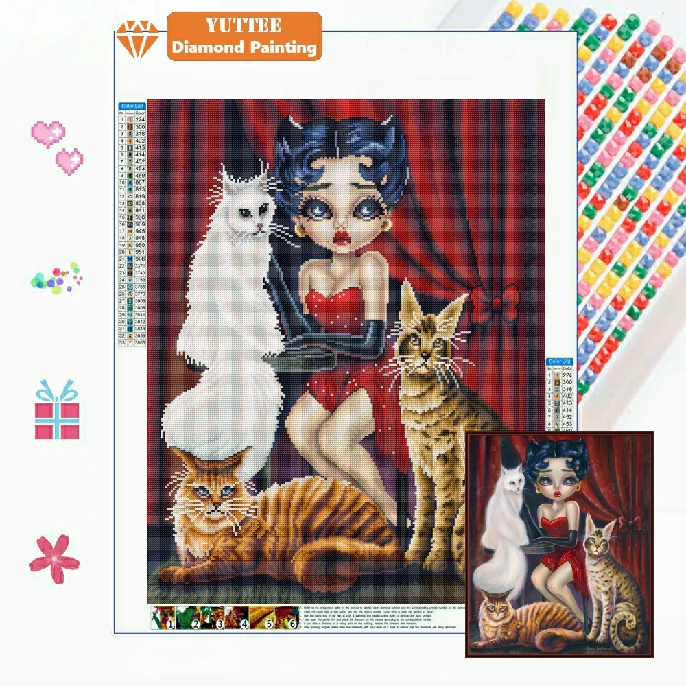 

A Strange Kind of Cat 5D DIY Diamond Painting Big Eyes Girl Art Cross Stitch Embroidery Craft Needlework Mosaic Home Decor